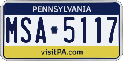 PA license plate MSA5117