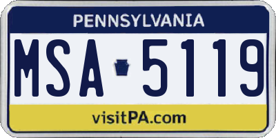 PA license plate MSA5119
