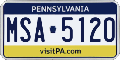 PA license plate MSA5120