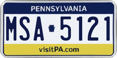 PA license plate MSA5121