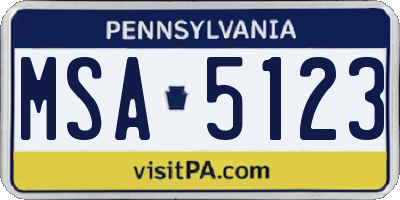 PA license plate MSA5123