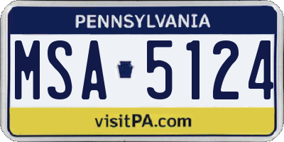 PA license plate MSA5124