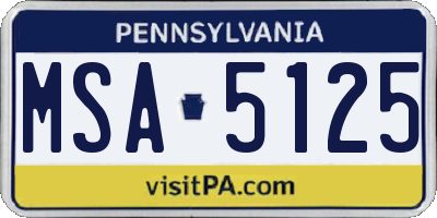 PA license plate MSA5125