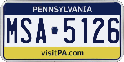 PA license plate MSA5126