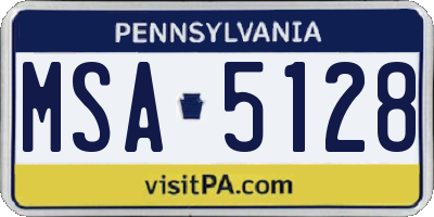 PA license plate MSA5128