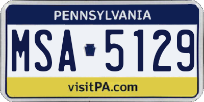 PA license plate MSA5129