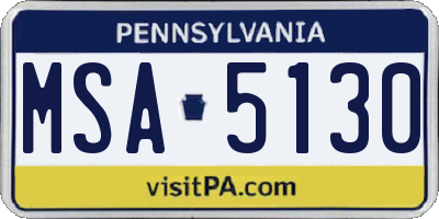 PA license plate MSA5130