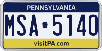 PA license plate MSA5140
