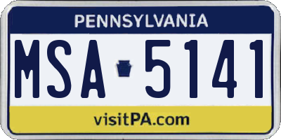 PA license plate MSA5141