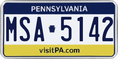 PA license plate MSA5142