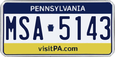 PA license plate MSA5143