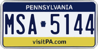 PA license plate MSA5144