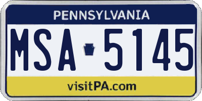 PA license plate MSA5145