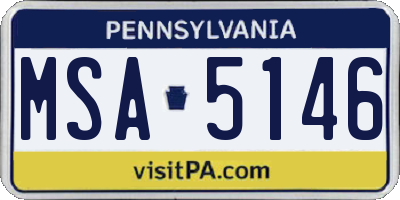 PA license plate MSA5146