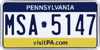 PA license plate MSA5147