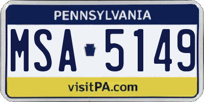 PA license plate MSA5149