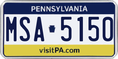 PA license plate MSA5150