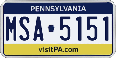 PA license plate MSA5151