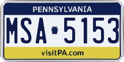 PA license plate MSA5153
