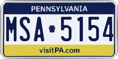 PA license plate MSA5154