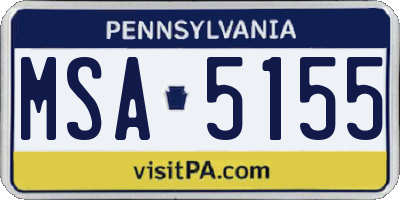 PA license plate MSA5155