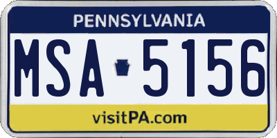 PA license plate MSA5156