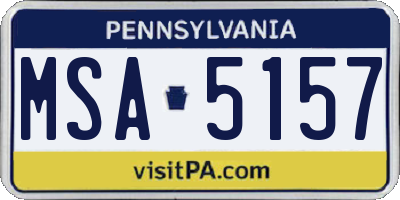 PA license plate MSA5157