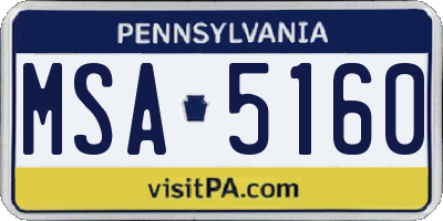 PA license plate MSA5160