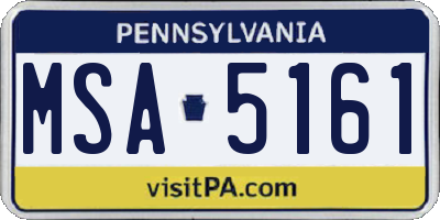 PA license plate MSA5161