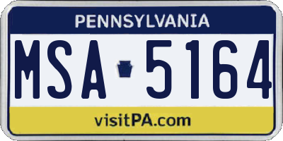PA license plate MSA5164