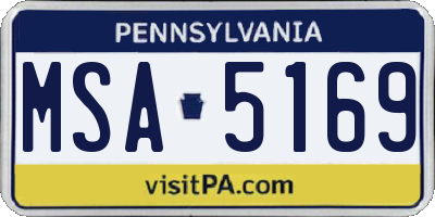 PA license plate MSA5169