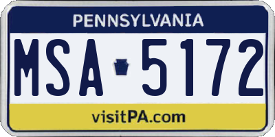 PA license plate MSA5172