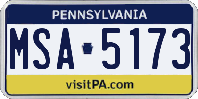 PA license plate MSA5173