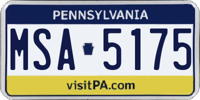 PA license plate MSA5175