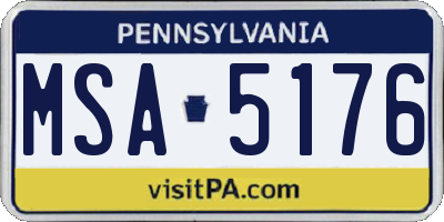 PA license plate MSA5176