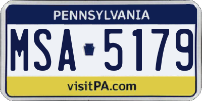 PA license plate MSA5179
