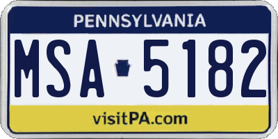 PA license plate MSA5182