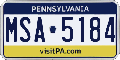 PA license plate MSA5184