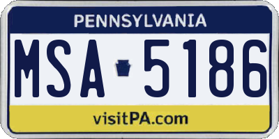 PA license plate MSA5186