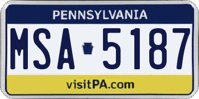 PA license plate MSA5187