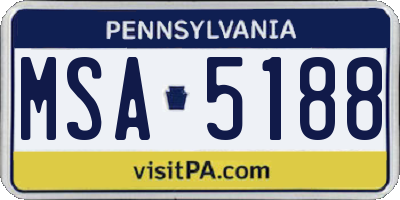 PA license plate MSA5188