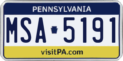 PA license plate MSA5191