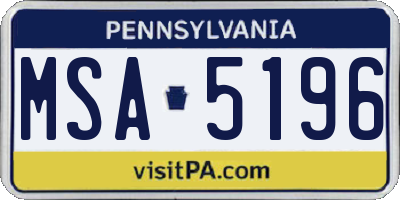 PA license plate MSA5196