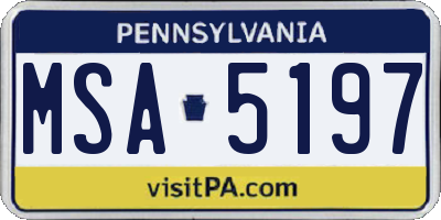 PA license plate MSA5197