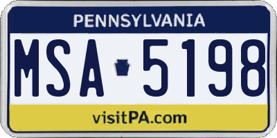 PA license plate MSA5198