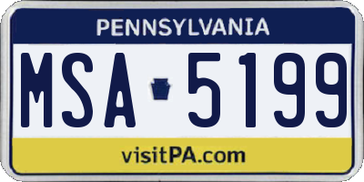 PA license plate MSA5199