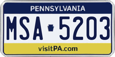 PA license plate MSA5203