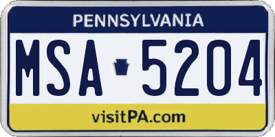 PA license plate MSA5204