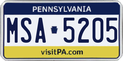 PA license plate MSA5205
