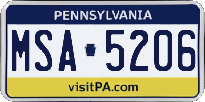 PA license plate MSA5206